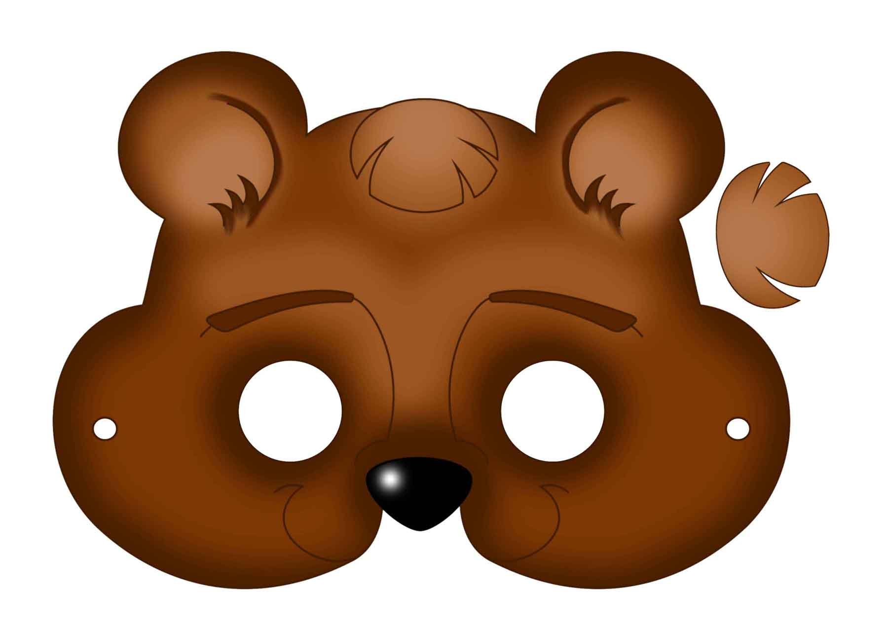 Распечатать маску медведя из бумаги для ребенка