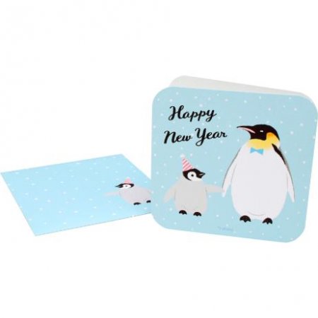 Новогодняя открытка с пингвинами