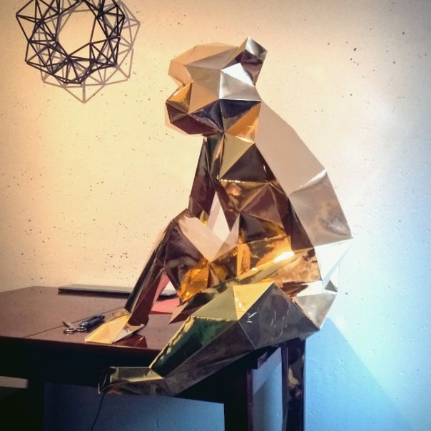 Обезьяна с детенышем в технике оригами