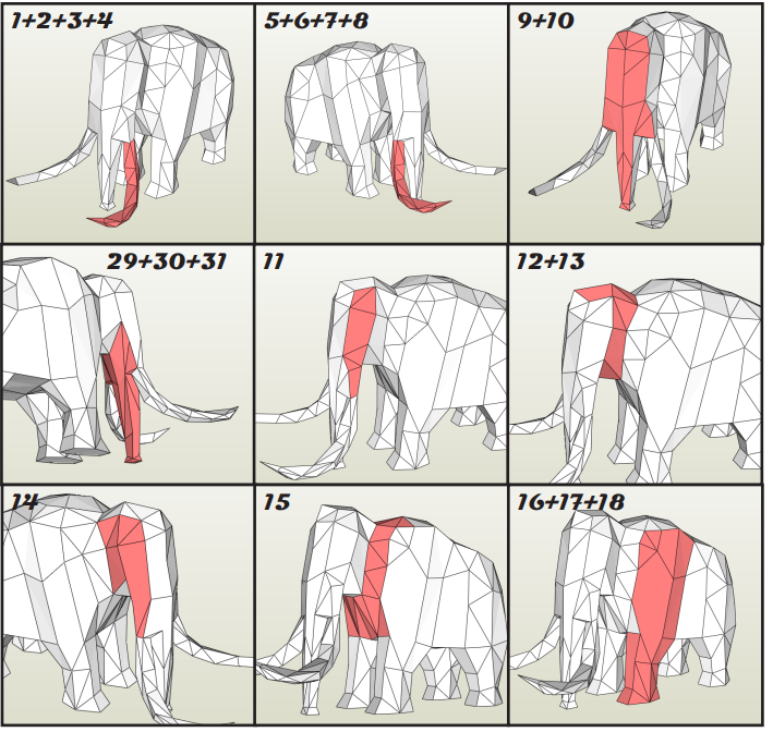 Модель 3D-паперкрафта мамонта