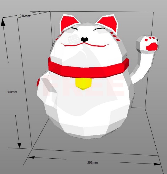 размеры модели Кот удачи Манэки Нэко